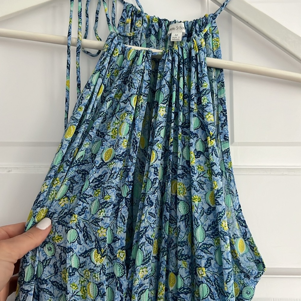 Blue Floral Halter Maxi Dress - Picture 5 of 5